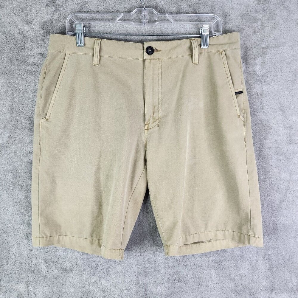 Mens Beige Tan Nitrous Black Stretch Hybrid Shorts Chino Size 33